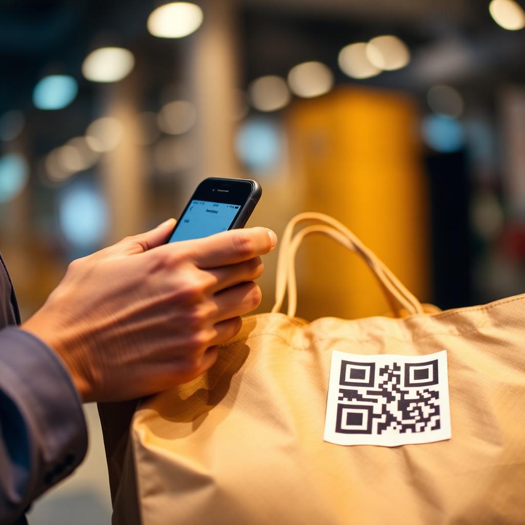 Courier scanning delivery QR code